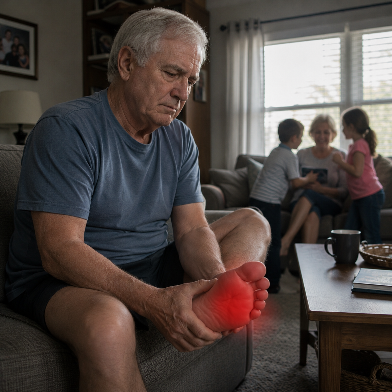 Senior man unable to enjoy family activities